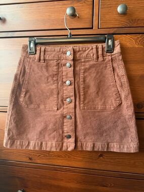 American Eagle Button-Front Corduroy Mini Skirt